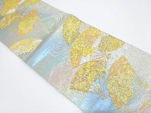 引箔　琳派流水扇文織り出し　袋帯